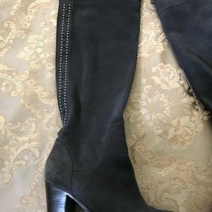 Grey Suede Over the knee boots